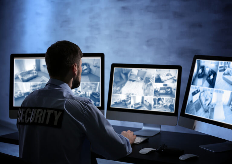 Security professionals monitoring a commercial property